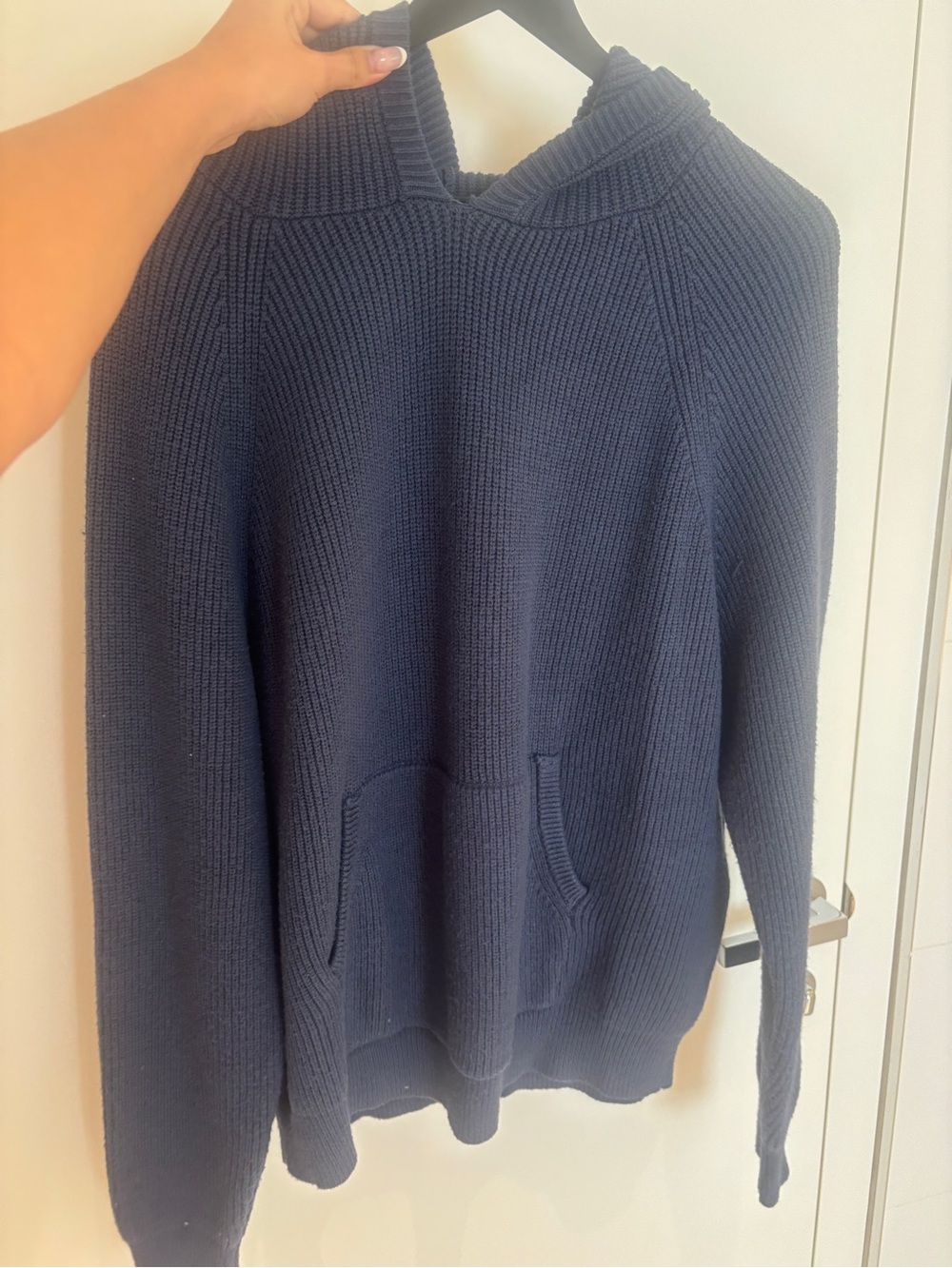 Edikted Wynter Oversized Knit Hoodie Navy